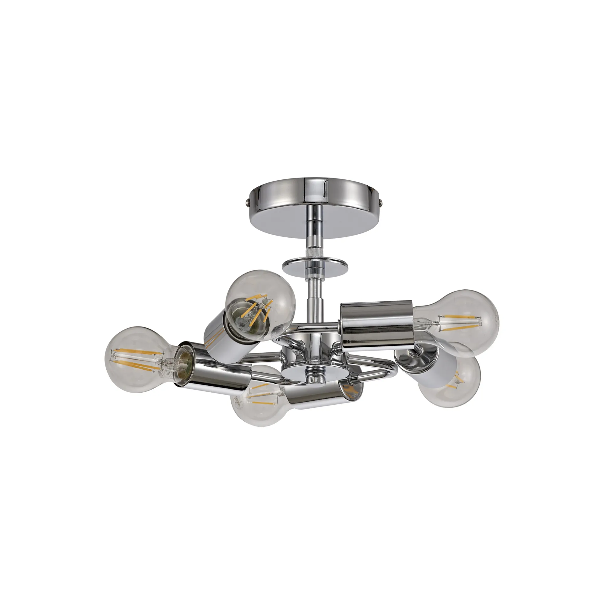 Baymont 60cm, Drop Flush 5 Light Polished Chrome, Taupe/Halo Gold, Frosted Diffuser DK0491  Deco Baymont CH TA